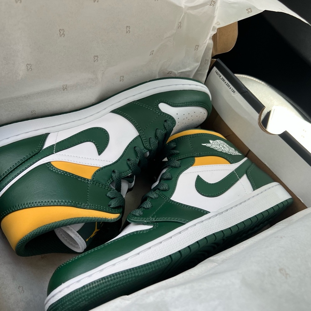 Nike Green and Yellow Jordan High Top